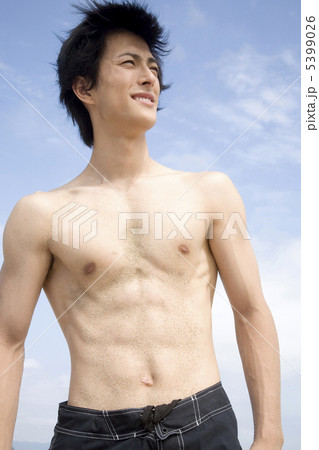 水着男性ポートレートの写真素材