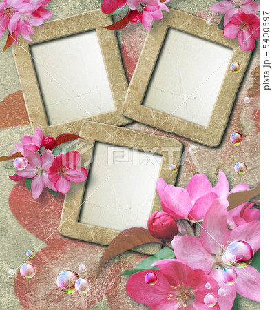 Grunge frame with cherry and paper 5400597