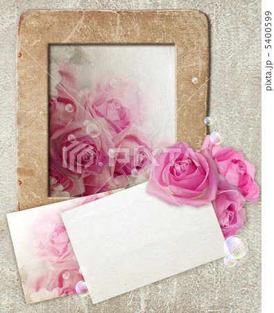 Grunge frame with roses and paper Grunge frame with roses and paper 5400599