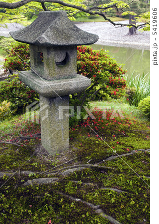 仙洞御所　南池の草屋形の燈籠 5419606