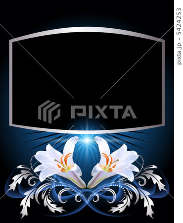 Background with silver ornament and lilies Background with silver ornament and lilies 5424253