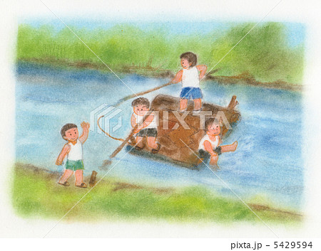 筏で川遊び 5429594