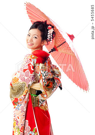 番傘を持つ振袖女性の写真素材 [5455685] - PIXTA