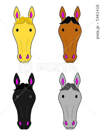 馬の顔4種のイラスト素材