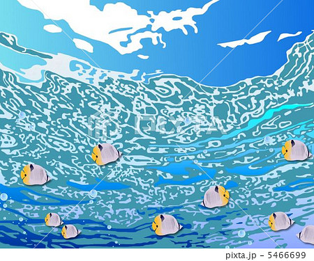 水面の魚たちのイラスト素材