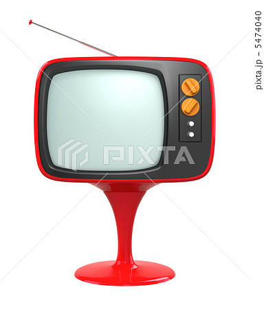 赤色スタンド付きアナログテレビ 正面 のイラスト素材