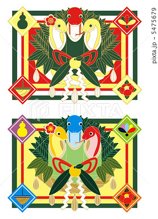 2013年巳年年賀状用イラスト素材（門松縁起物蛇）２点セット背景あり 5475679
