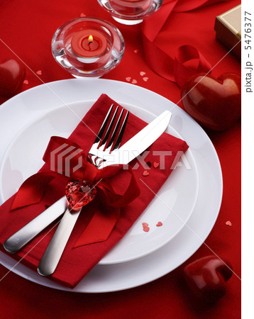 Romantic Dinner. Table place setting for Valentine's Day Romantic Dinner. Table place setting for Valentine's Day 5476377