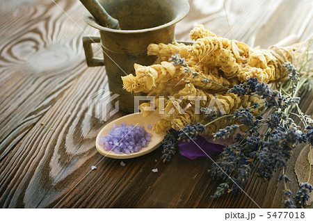 Herbs And Antique Mortar With Pestle 5477018
