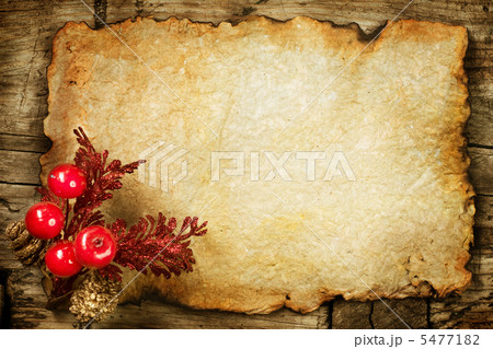 Christmas decorations on the Old Paper. With copyspace 5477182