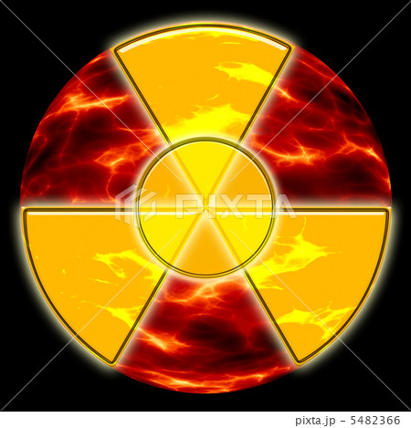radiation hazard sign on the background of ecological disaster 5482366