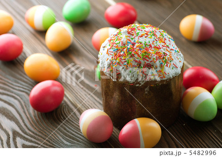 Colorful Easter Eggs And Cake 5482996