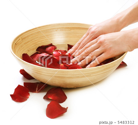 Hands Spa. Manicure concept over white Hands Spa. Manicure concept over white 5483312