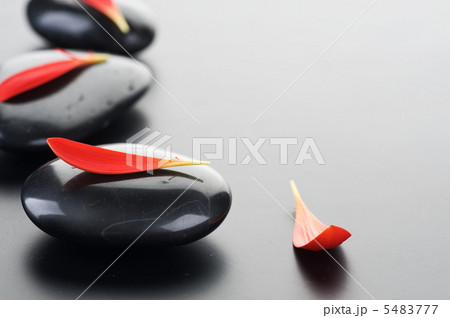 Zen Spa Stones Over Black. With Copy Space 5483777