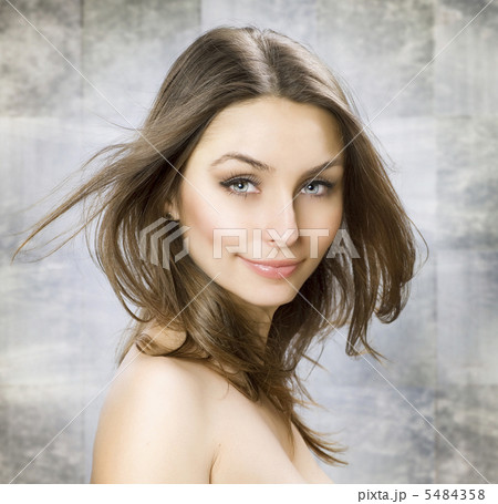 Beauty portrait with long hair. Brunette girl with blue eyes Beauty portrait with long hair. Brunette girl with blue eyes 5484358