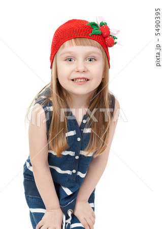 playful four-year-girl posing on a white background 5490395