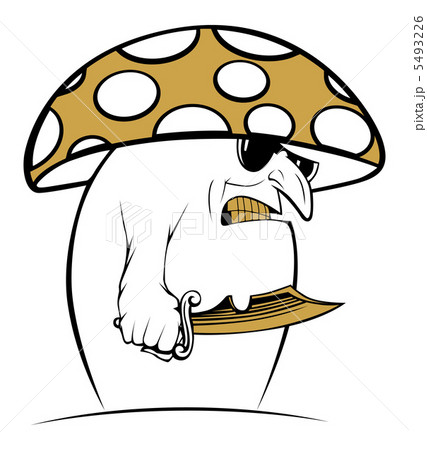 evil cartoon mushroom with sunglasses and knife 5493226