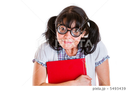 Nerd Student Girl with Textbooks 5493439