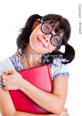 Nerd Student Girl with Textbooks 5493441