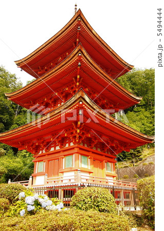 夏の日の美作国長福寺三重塔 5494444