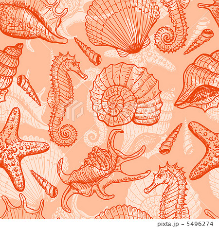 Sea hand drawn seamless pattern Sea hand drawn seamless pattern 5496274