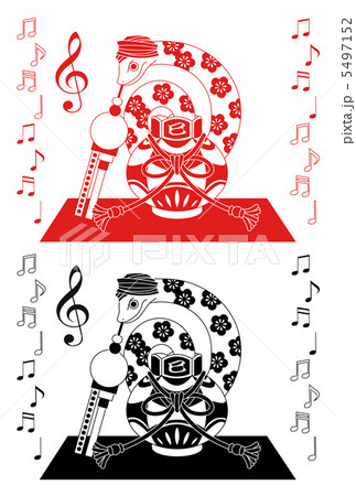 2013年巳年年賀状用イラスト素材（蛇使い）赤黒２点セット 5497152