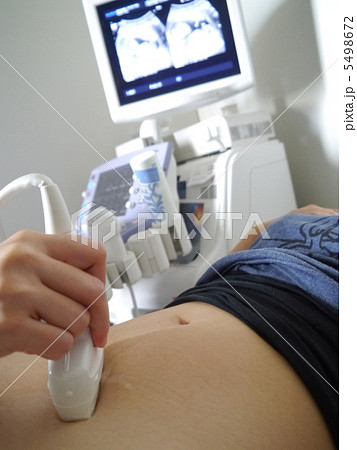 妊婦腹部エコー検査　縦 5498672