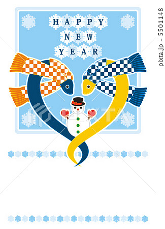 2013年巳年完成年賀状テンプレート（雪とHAPPYNEWYEAR）カラフル 5501148