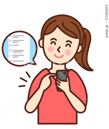 スマートフォンでツィートする女性 5506862