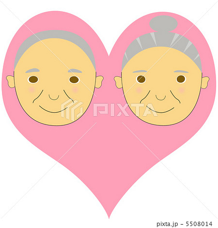 ハートマークとシニアのカップルのイラスト ハートマークとシニアのカップルのイラスト 5508014