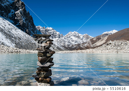 Harmony: Stone stack and Sacred Gokyo Lake 5510616