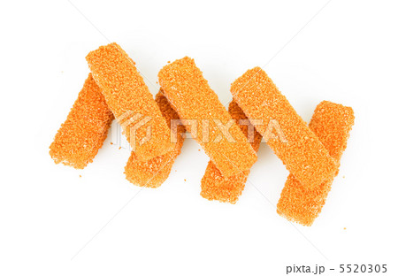 Heap of Raw Fish Sticks Isolated on White 5520305