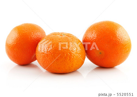 Three Ripe Tangerine Fruits Isolated on White 5520551
