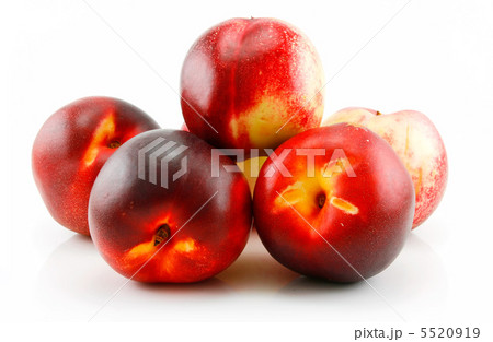 Group of Ripe Peach (Nectarine) Isolated on White 5520919