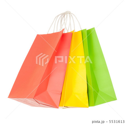 Red, yellow, green paper shopping bags Red, yellow, green paper shopping bags 5531613