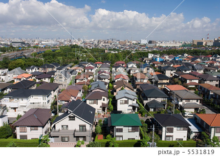 住宅街 俯瞰の写真素材
