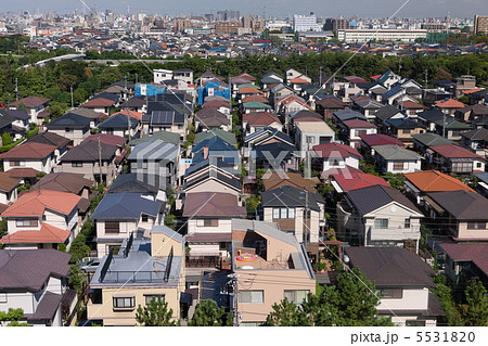 住宅街 俯瞰の写真素材