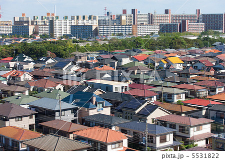 住宅街 俯瞰の写真素材