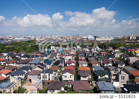 住宅街 俯瞰の写真素材