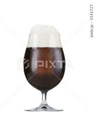 glass of brown beer on white background 5542727