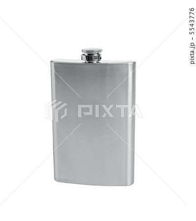 Stainless hip flask isolated on white background Stainless hip flask isolated on white background 5543776