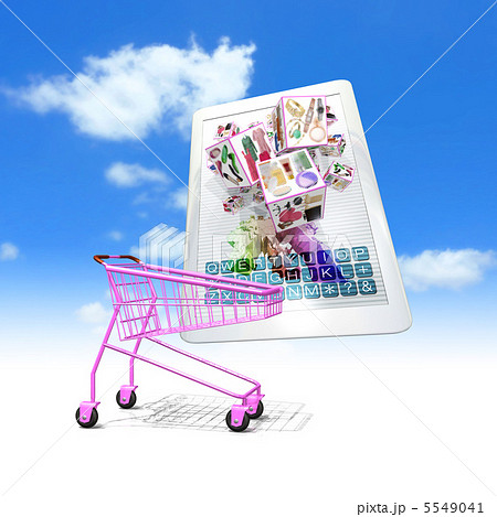 インターネット通販で買い物かごに入れるのイラスト素材