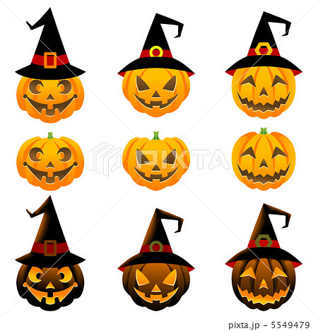 ジャックオーランタン 素材セットのイラスト素材