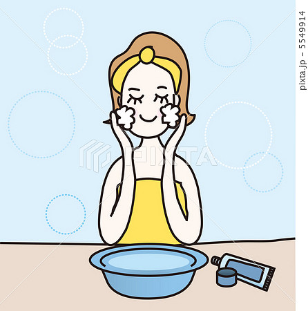 顔を洗う女性のイラスト 顔を洗う女性のイラスト 5549914