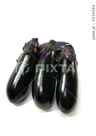 茄子整然と５個盛り水滴なし・縦位置アップ 5554263