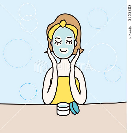 フェイスパックをする女性のイラスト フェイスパックをする女性のイラスト 5555888