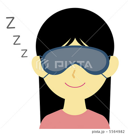 アイマスクをつけて眠る女性のイラスト素材