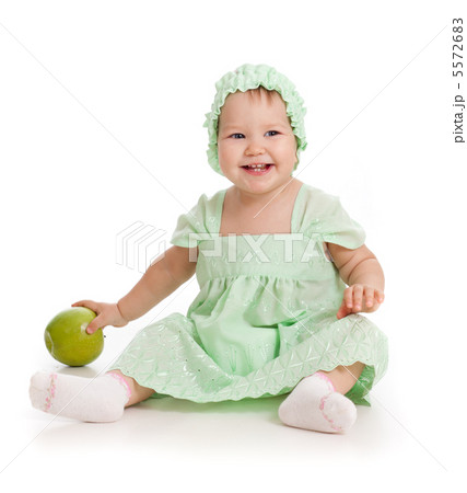 baby girl with green apple 5572683