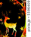 紅葉と鹿（黒） 5596409