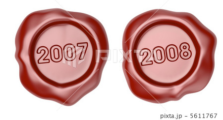 Wax seal with 2007 and 2008 text 5611767